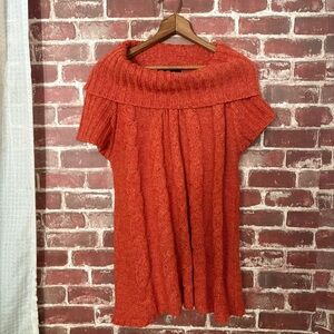 New Directions Vibrant Orange Cowl Neck Sweater